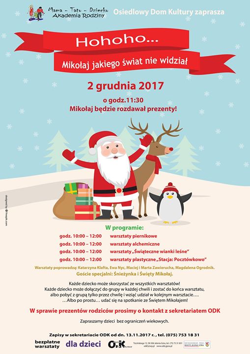 Nieruchomości Jelenia Góra DOMO, Święty Mikołaj w Osiedlowym Domu Kultury i liczne warsztaty dla dzieci